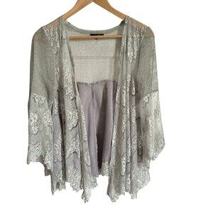 Ryu Anthropologie Lace Ruffle Witchy Waterfall Knit Cardigan y2k vtg Sweater